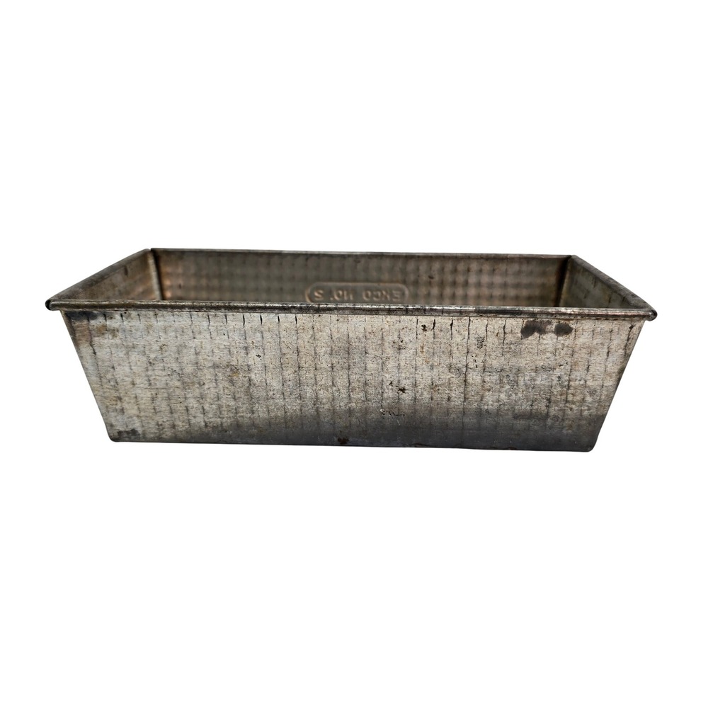 Vintage Ekco Ovenex No 2 Loaf Pan Textured Steel Waffle Pattern Farmhouse Decor